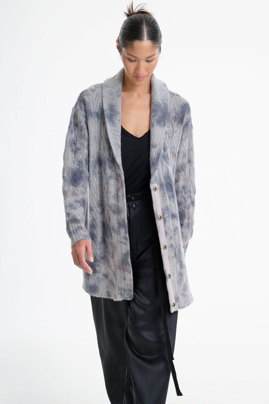 Women Burning Torch Cashmere & Knits | Watercolor Cashmere Cardigan, Storm