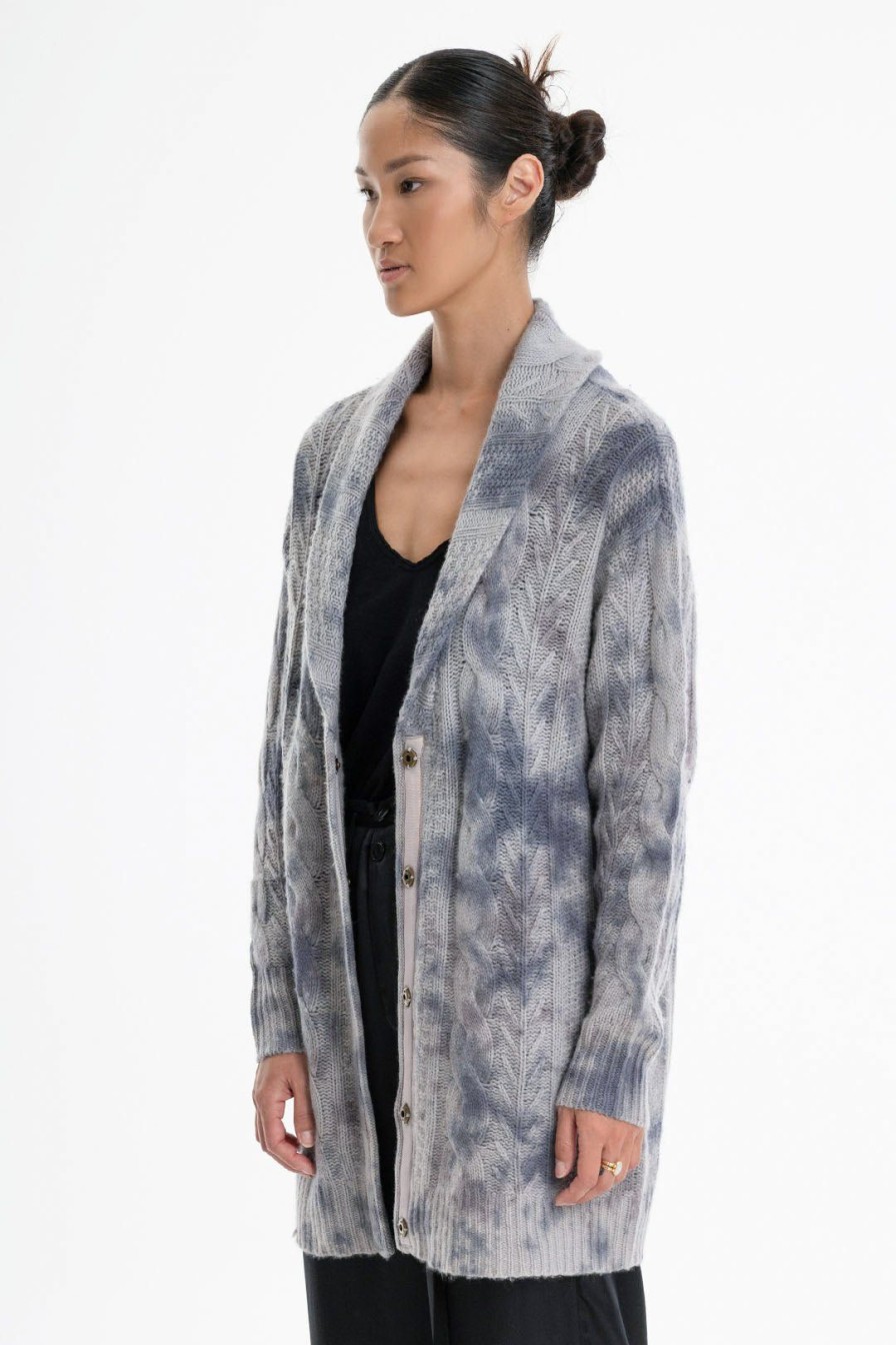 Women Burning Torch Cashmere & Knits | Watercolor Cashmere Cardigan, Storm