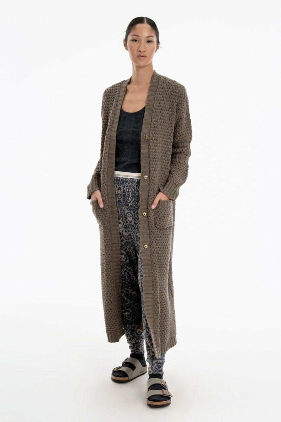 Women Burning Torch Outerwear | Honeycomb Long Cardigan, Cypress