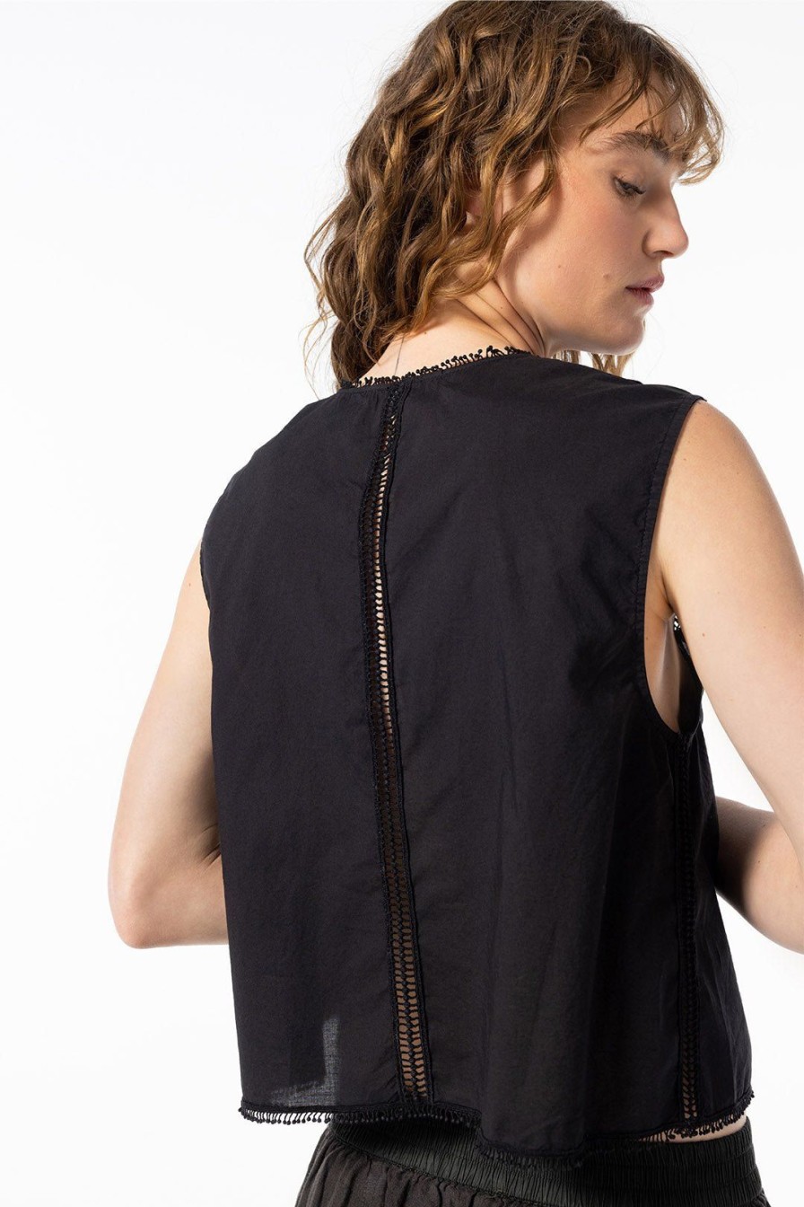 Women Burning Torch Tops | Alexandria Sleeveless Blouse, Black