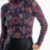 Women Burning Torch Tops | Tate Printed Cashmere Turtleneck, Ikat