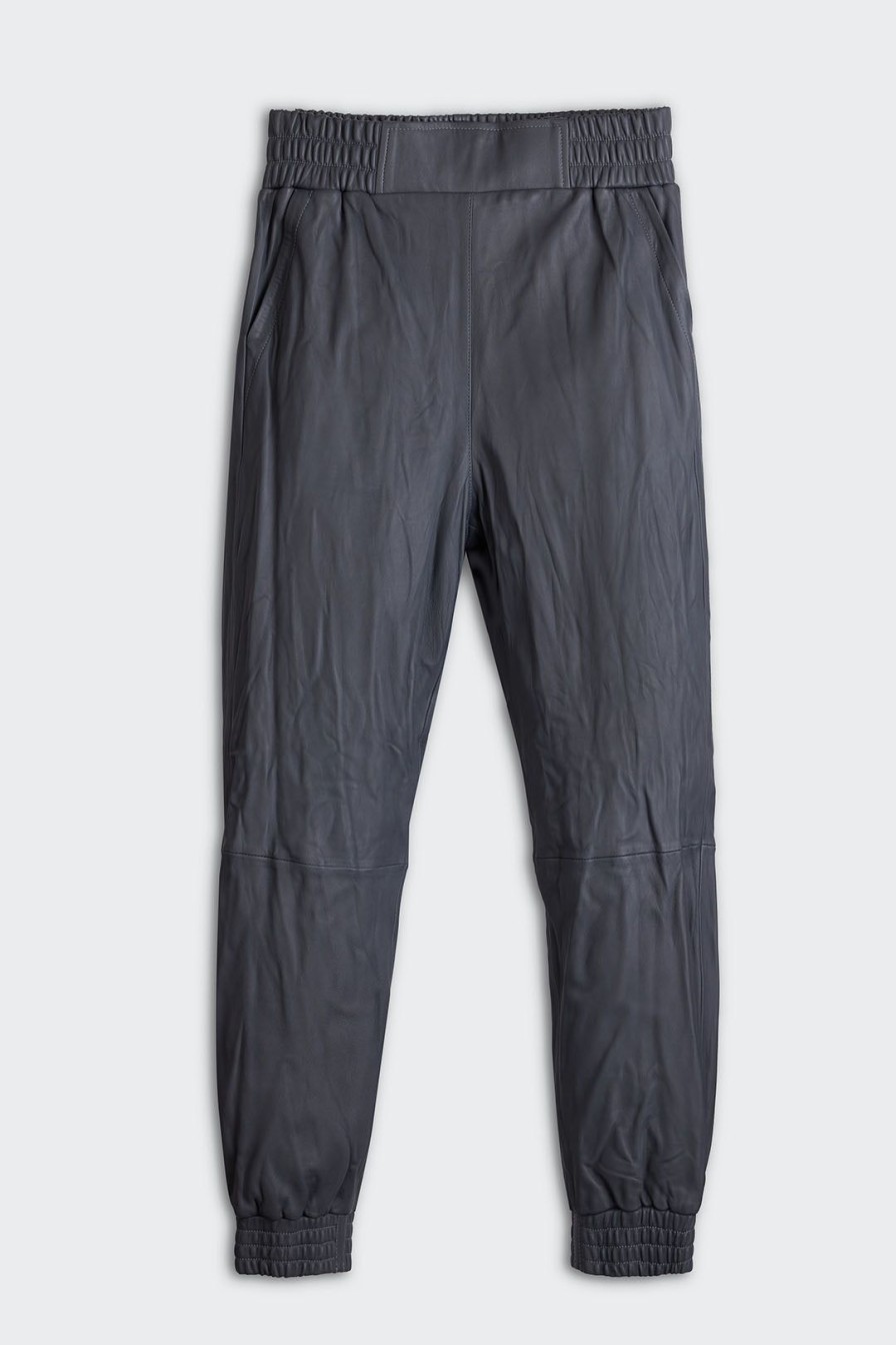 Women Burning Torch Bottoms | Leather Jogger Pant, Graphite