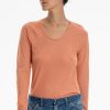 Women Burning Torch Tees | P.C.H. Long Sleeve Scoop Neck Tee, Melon