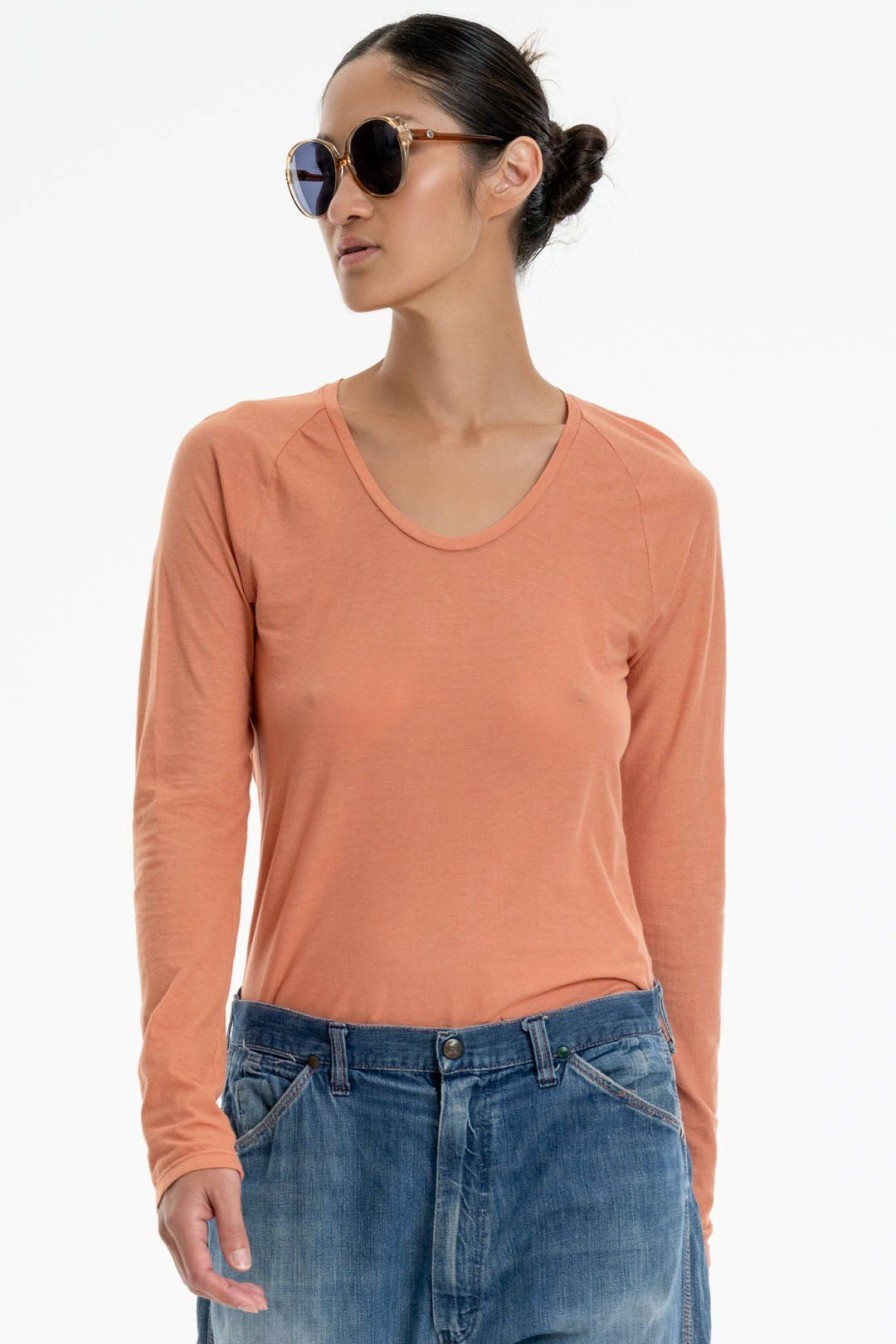 Women Burning Torch Tees | P.C.H. Long Sleeve Scoop Neck Tee, Melon