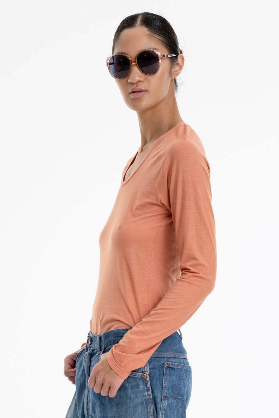 Women Burning Torch Tees | P.C.H. Long Sleeve Scoop Neck Tee, Melon