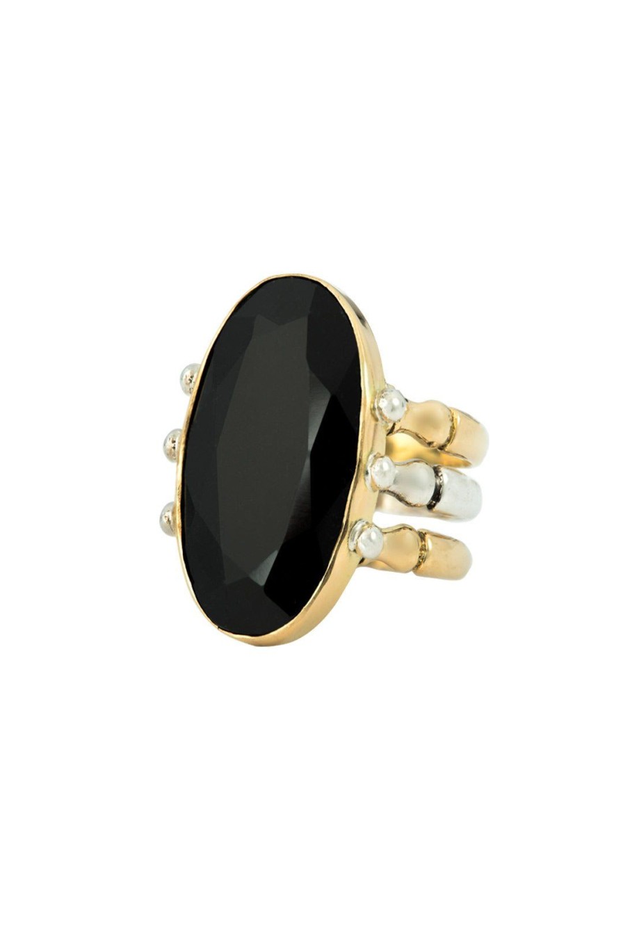 Women Burning Torch Rings | Triad Ring 18Kt Gold Mayan Jade