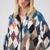 Women Burning Torch Tops | Calder Button Down Top, Multi