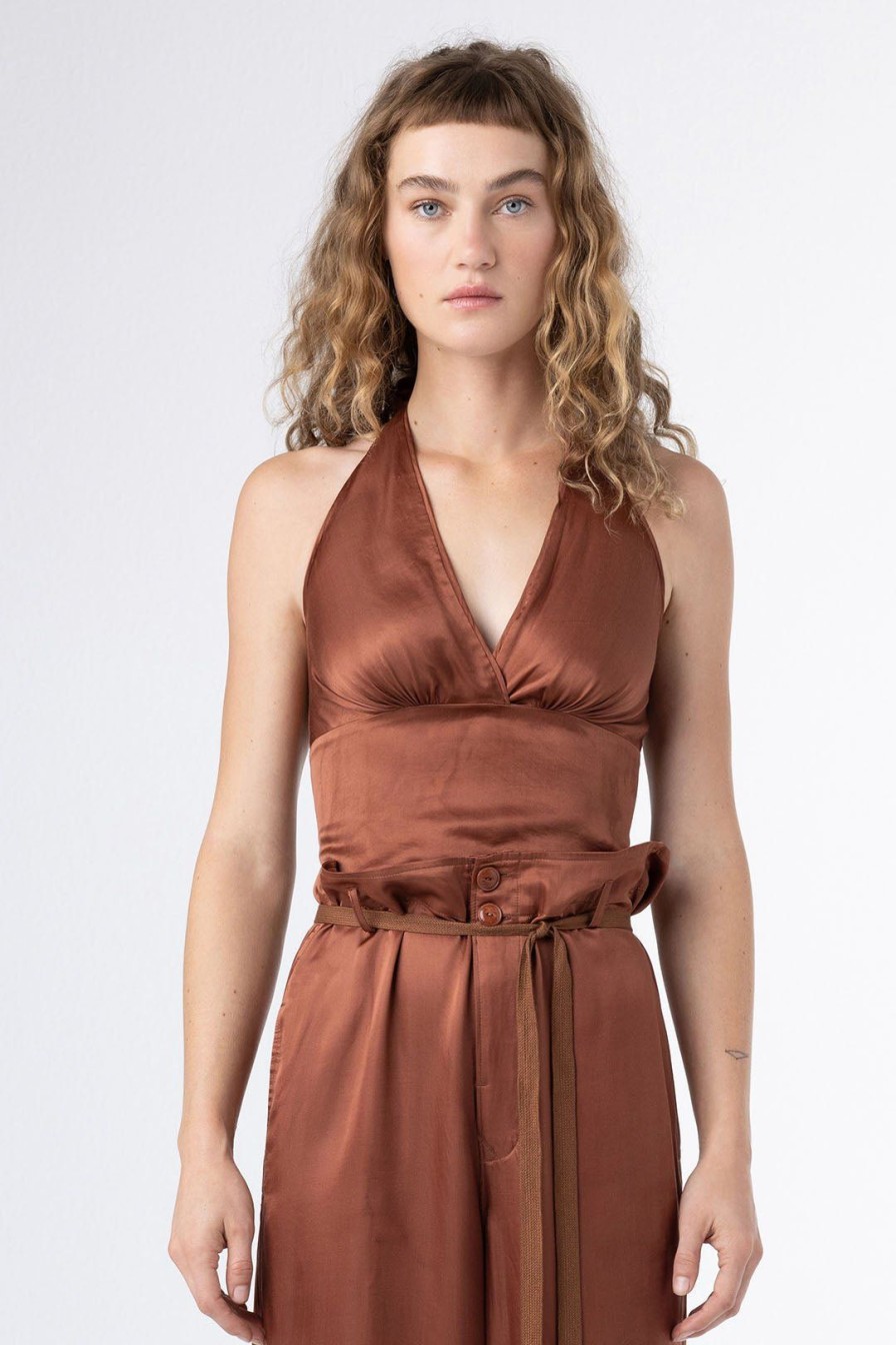 Women Burning Torch Tops | Valentine Halter Top, Rust