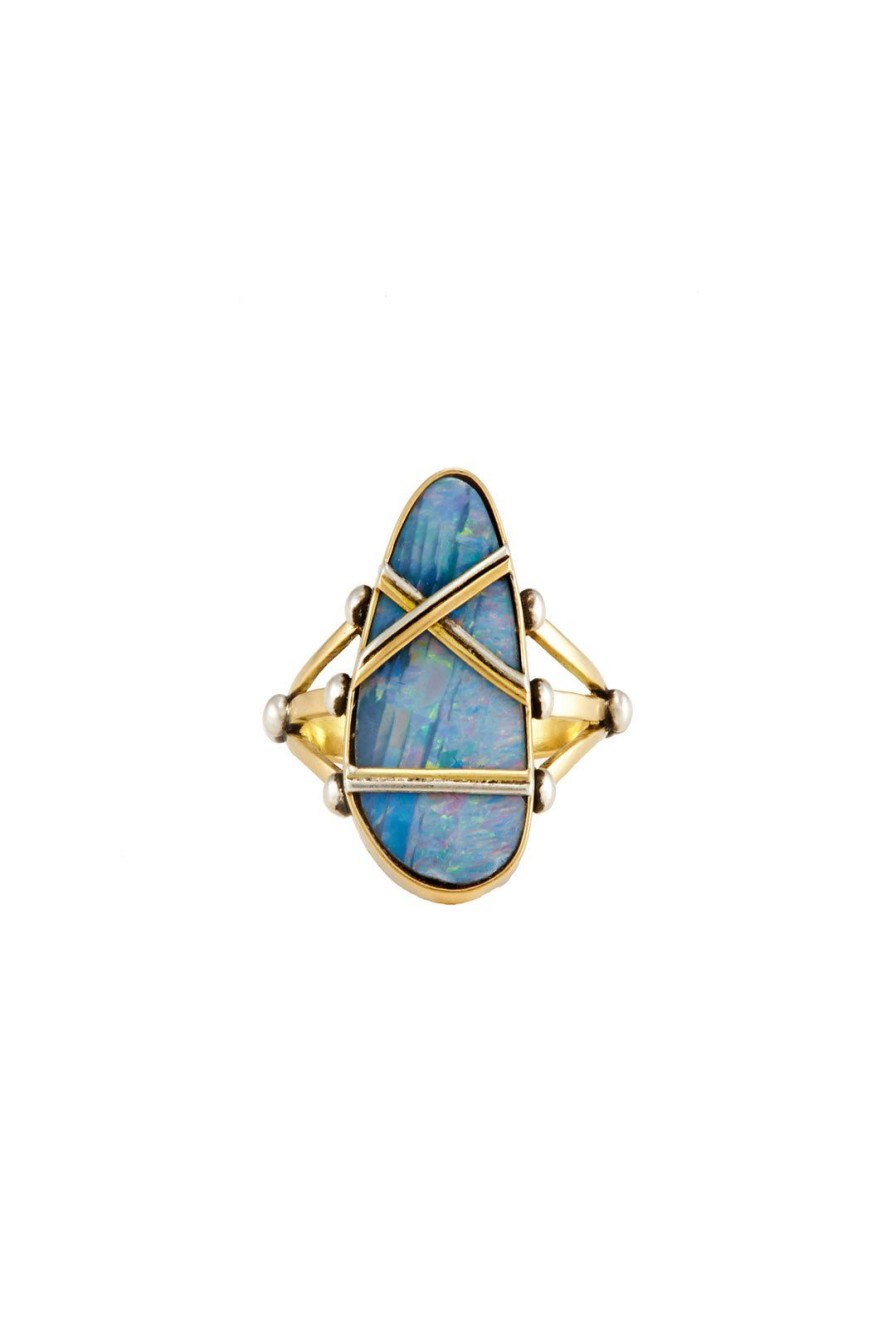 Women Burning Torch Rings | Shibari Opal Doublet Ring Blue