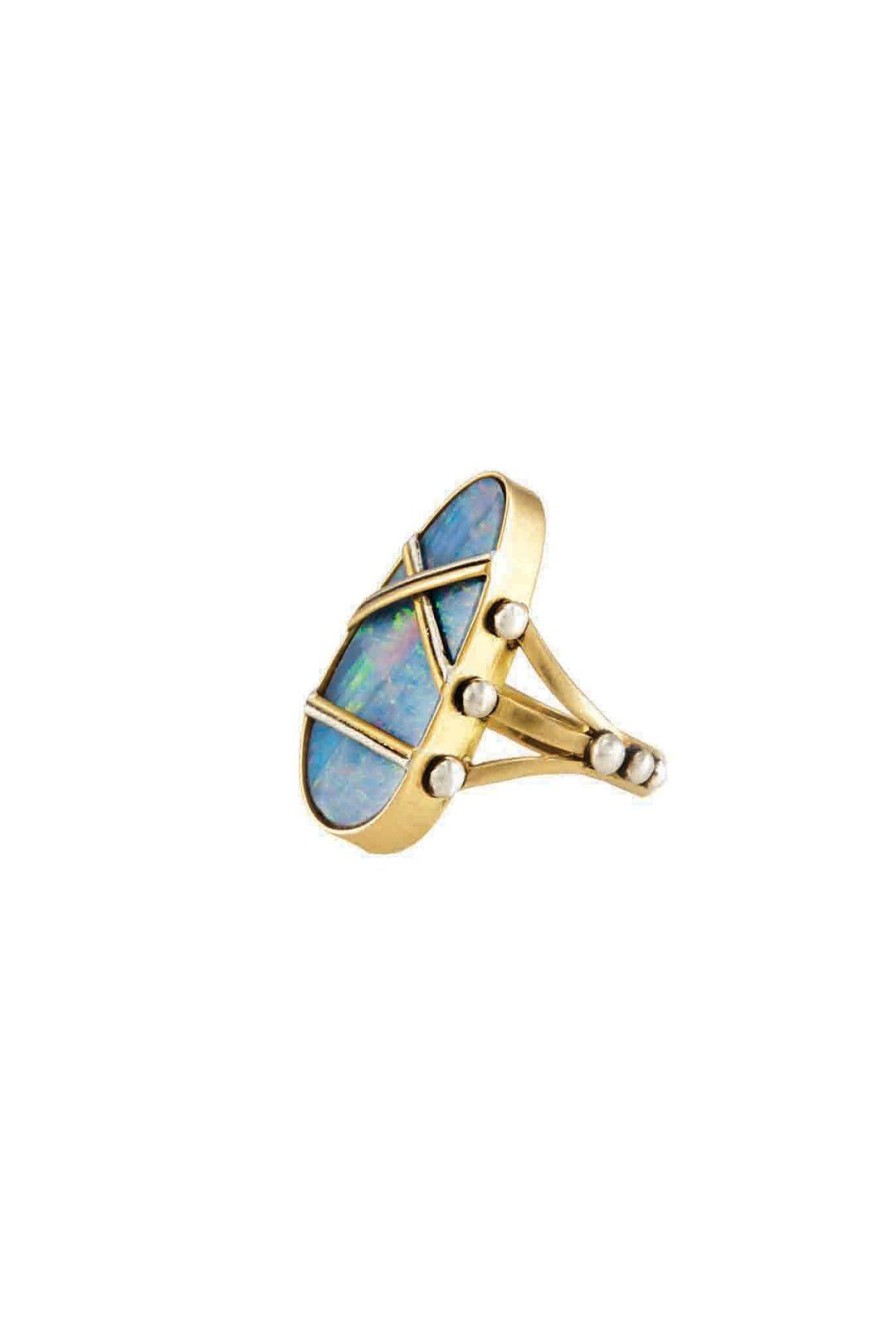 Women Burning Torch Rings | Shibari Opal Doublet Ring Blue