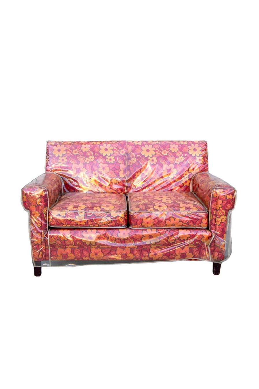 Home Burning Torch | Vintage Floral Print Loveseat Sofa With Original Plastic Cover