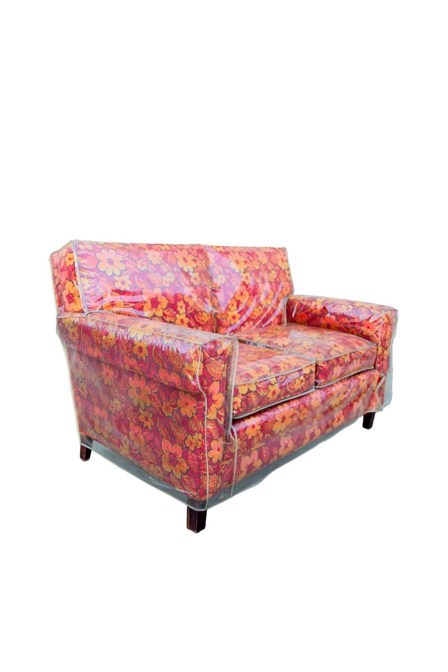 Home Burning Torch | Vintage Floral Print Loveseat Sofa With Original Plastic Cover