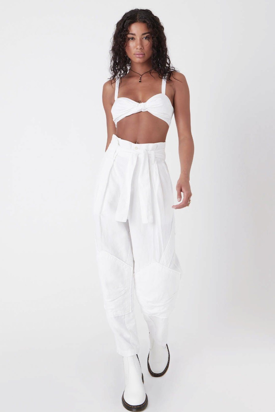 Women Burning Torch Bottoms | Dojo Paperbag Pant, White