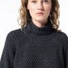 Women Burning Torch Cashmere & Knits | Honeycomb Cropped Turtleneck Sweater, Charcoal