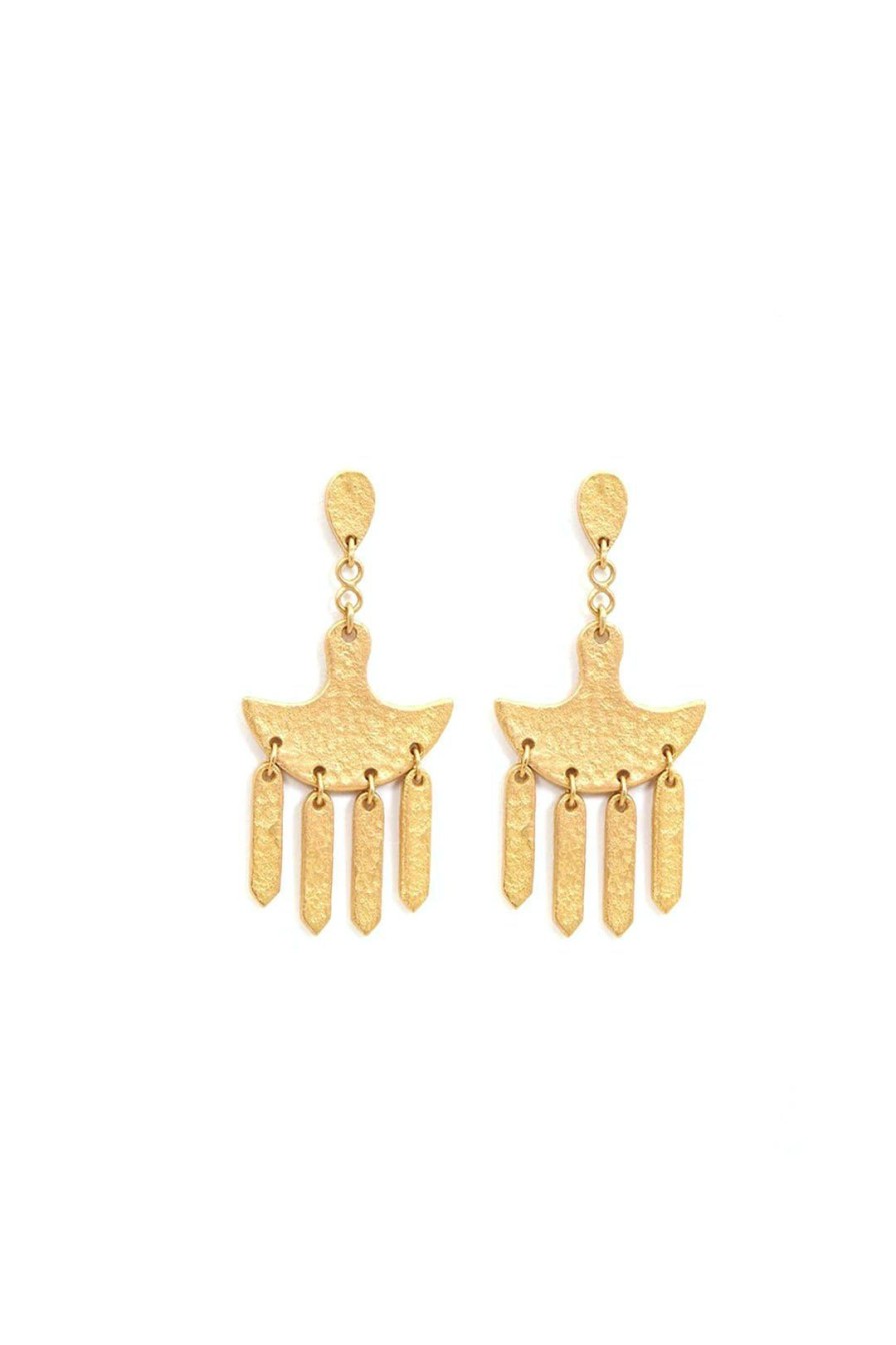 Women Burning Torch Earrings | Cleopatra Gold Fringe Drop Earrings Yellow Gold