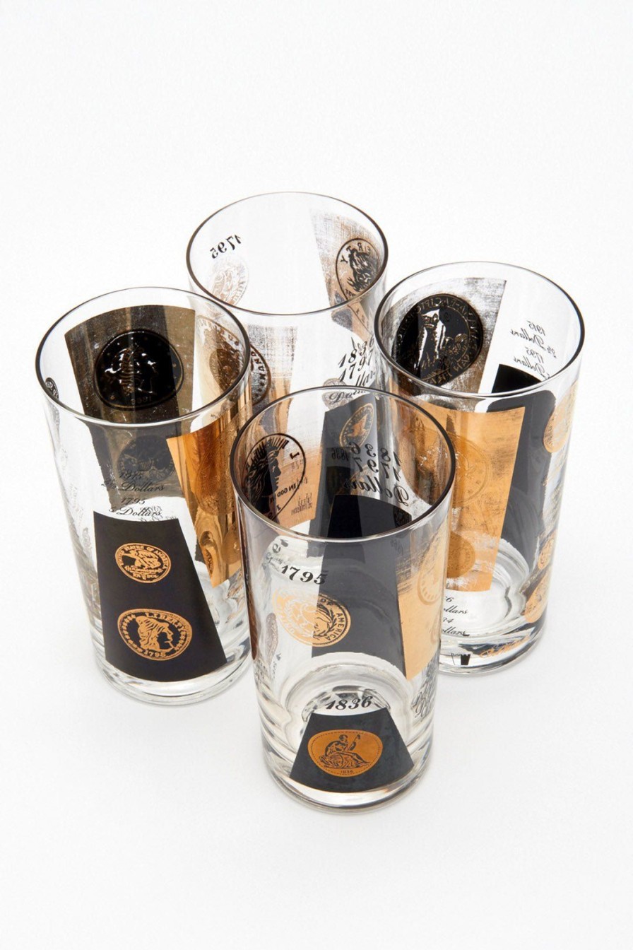 Home Burning Torch | Vintage Coin Glasses-Set Of 4 Multi