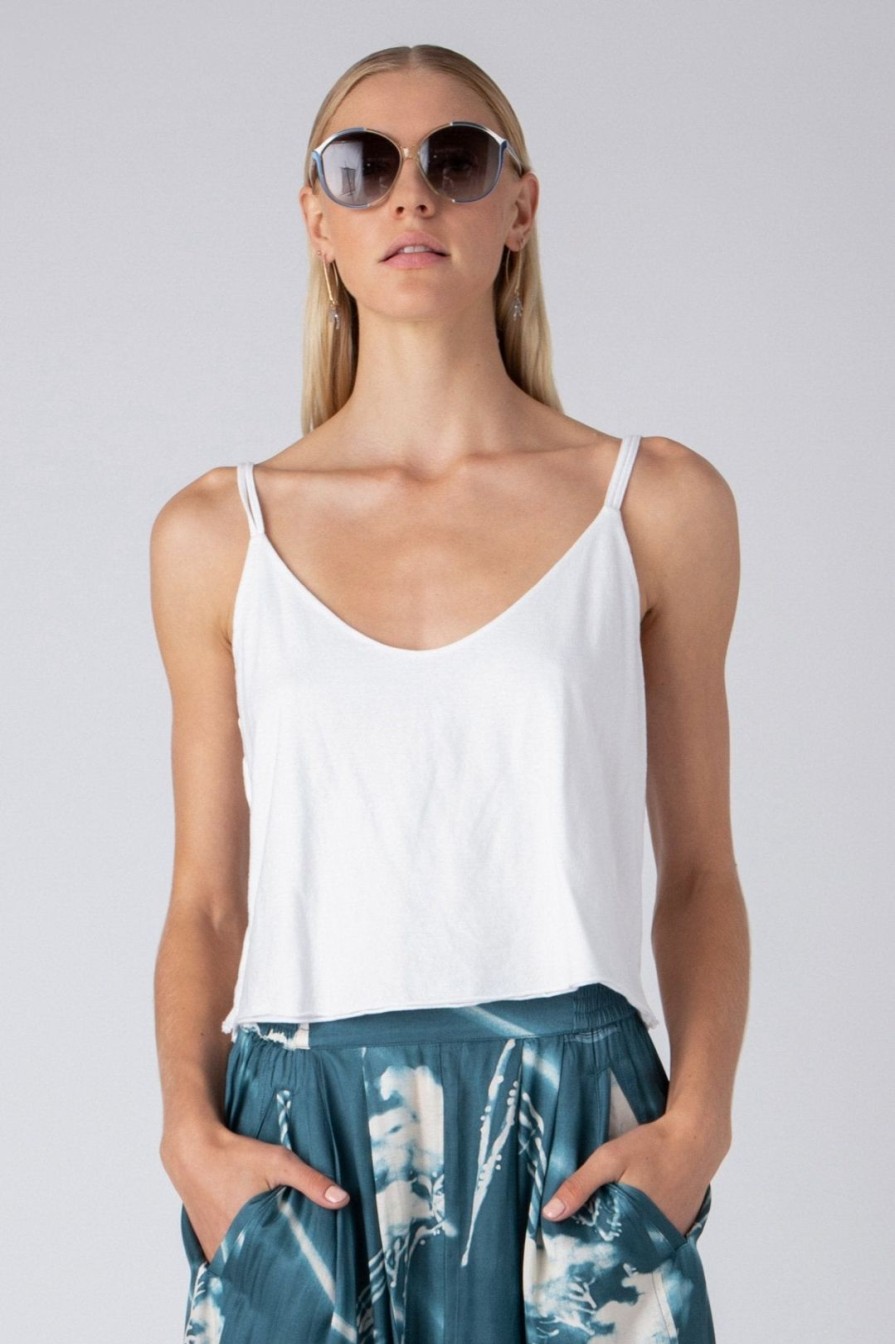 Women Burning Torch Tops | P.C.H. Knit Cami, White