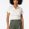 Women Burning Torch Tops | Serengeti Short Sleeve Button Down Top, Natural