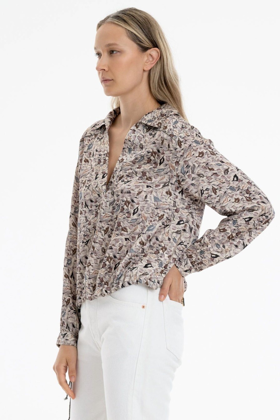 Women Burning Torch Tops | Bitsi Long Sleeve Blouse, Multi