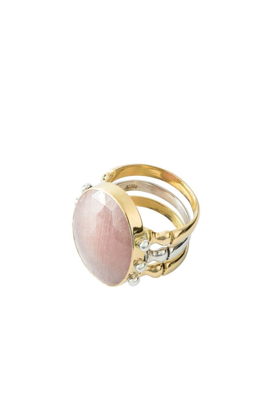 Women Burning Torch Rings | Triad Ring 18Kt Gold Sapphire Blush