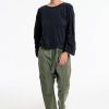 Women Burning Torch Upcycled | Love Not War Drop Crotch Pant, Army