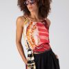 Women Burning Torch Upcycled | Bridgette Sleeveless Tie Top, Multi