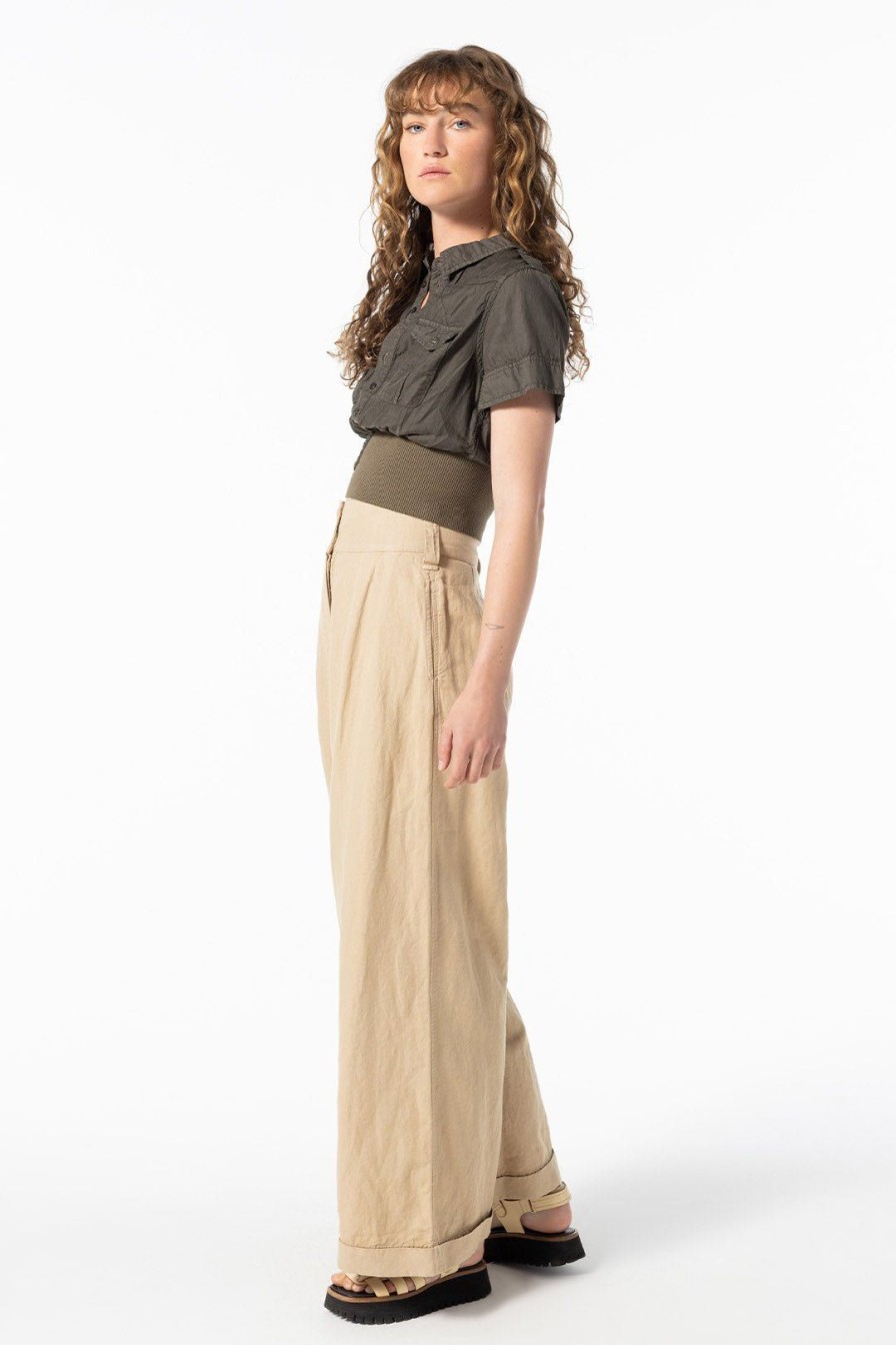 Women Burning Torch Bottoms | Utility High Waisted Wide Leg Pant, Khaki