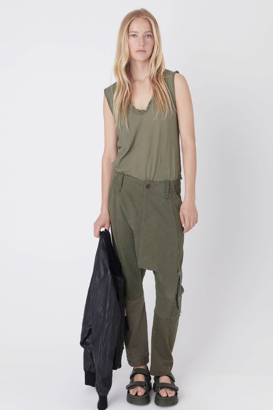 Women Burning Torch Upcycled | Love Not War Upcycled Cargo Pant, Army